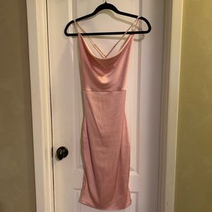 OH POLLY Satin Cowl Neck Dress